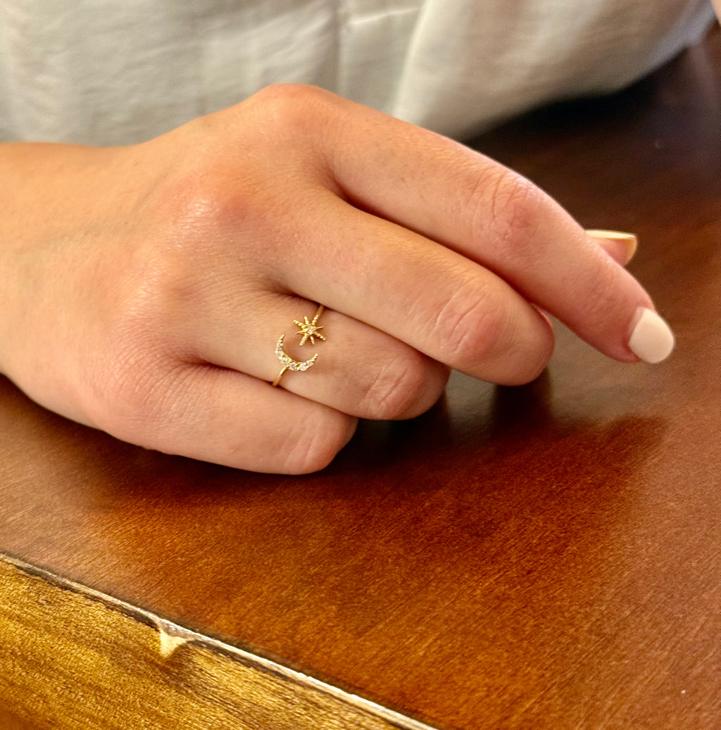 Moon & Star Ring
